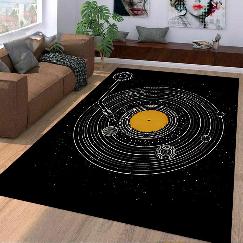 Abstract Vinyl Record Design Carpet suitable as a non-slip mat for the living room or bedroom sofa