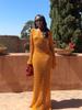 EDOLYNSA Sexy Cut Out Bell Sleeve Solid Knit Crochet Beach Maxi Dress 2024 Women Summer Chic Swimsuit Cover Up Elegant Party Outfit K23
