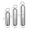 Capsule Shape Silver Aluminum Alloy Cigarette Box Waterproof Cigarette Case Pill Toothpick Capsule Holder with Keychain Mens Gif