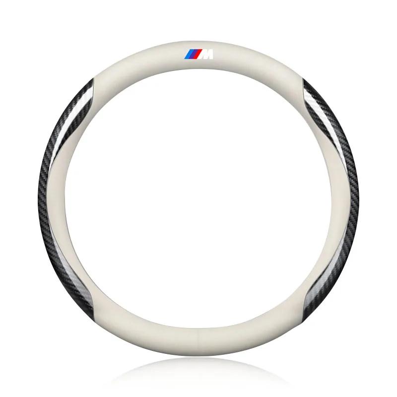 Lær Karbonfiber Bil Rattdeksel Biltilbehør For BMW E61 E81 E87 1 2 3 4 5 6 7 Serie X1 X3 X4 X5 X6 X7 F20 E90