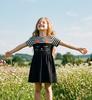 Girls Summer Lightweight Short Sleeve Dress with Cute Cat Print and Stripes