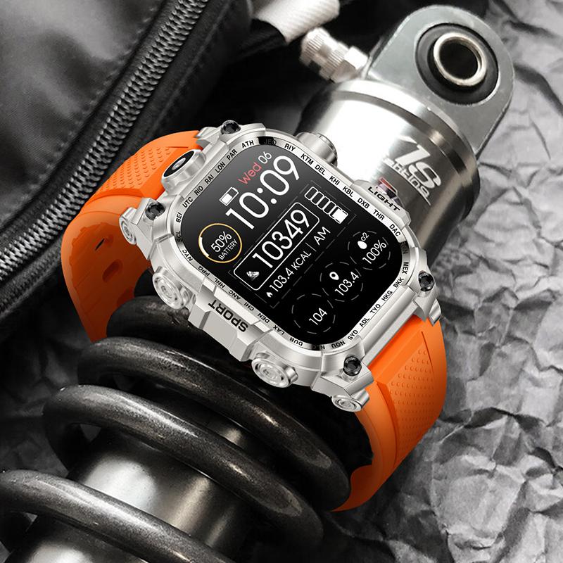 Nuovo Multifunzionale Schermo Grande Quadrato Smartwatch da Esterno Torcia Monitoraggio della Salute Bracciale Sportivo da Uomo