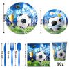 Football Theme Birthday Party Tableware Set: Disposable Tablecloth, Plates, Cups, and Decorations