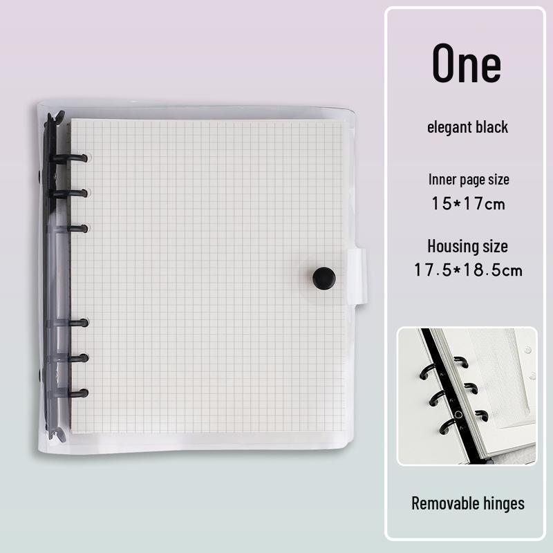 Soft Leather Ring-Bound Planner with Detachable Buckle - Square, Thickened, Grid or Blank Pages