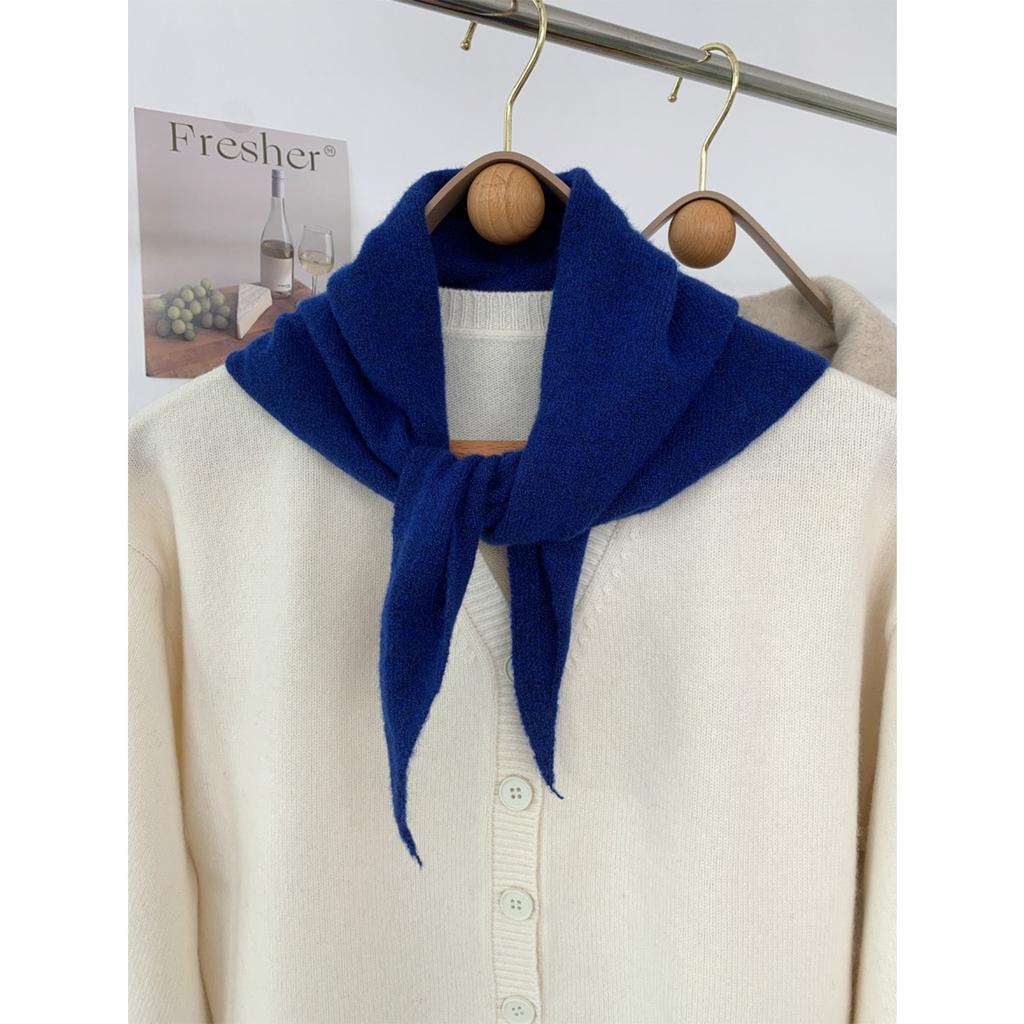Wool Temperament, Anti-aging Triangle Scarf, Knitted Small Shawl for Women in Autumn and Winter, Versatile Korean Version, Knotted and Shoulder Worn