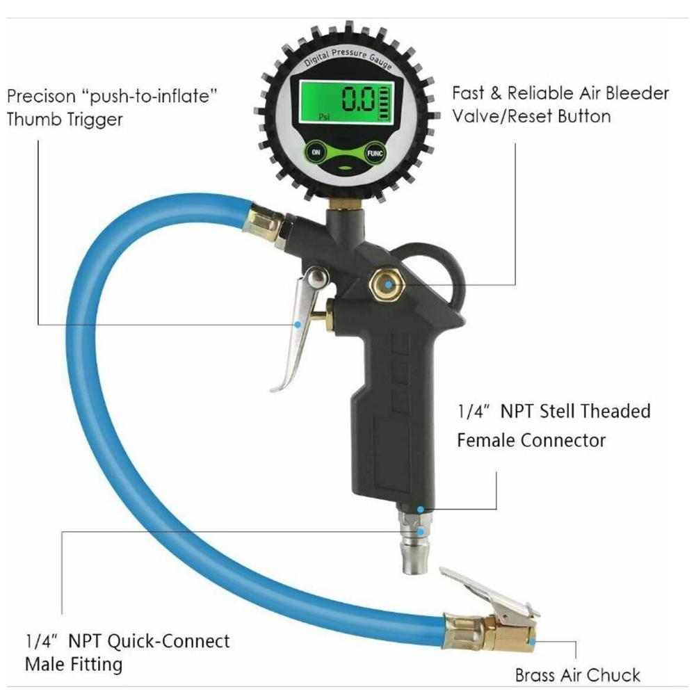 Digital Tire Pressure Gauge (0-255 PSI) With High-Precision Sensor LED Display Air Pressure Gauge For Easy Accurate Reading