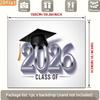 2D Class of 2026 Graduation Photography Backdrop Silver Metallic Number & Cap Party Background