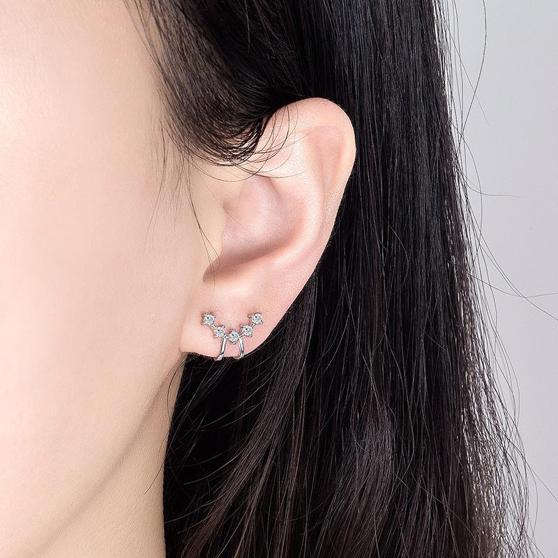 Farbe Schlicht Punk Metall Zirkon Ohrklemme Clip-Ohrringe für Damen Ohne Ohrloch Kristall Stern Earcuff Ohrklemmen Schmuck