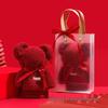 Red Plaid Little Bear Coral Fleece Wedding Favor Towel Gift Box