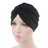 Solid Color Pleated Women Cancer Chemo Hat Beanie Turban Head Scarf Wrap Cap