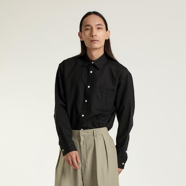 Marbete базовая льняная рубашка черная Black/M