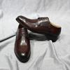 Fashion Classic Men's Genuine Leather Derby Shoes Plain Toe Handmade Lace-Up Office Dress Wedding Outdoor Formal Footwear
