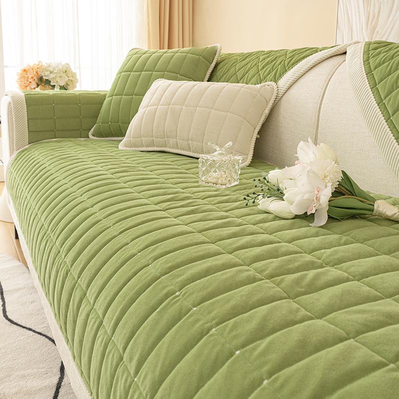 

Crystal Velvet Plaid Sofa Cushion Winter Thickening Warm Plush Living Room Sofa Cushion Non-Slip Sofa Armrest Cushion Cloth 70x70