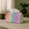 2D Flat 1pc Whimsical Abstract Decorative Pastel Rainbow Stripe Tissue Box with Storage Organizer for Home, Kitchen, Car, Spill-Resistant & Easy-Clean