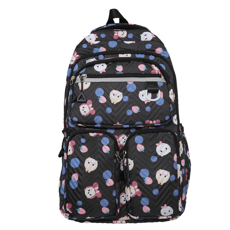 Stylish small fresh printed student backpack trendy cute lightweight backpack junior high school large capacity schoolbag