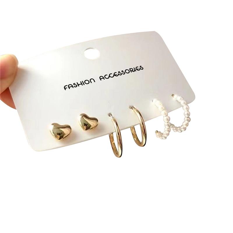 IF ME Vintage Gold Plated Earrings Set Metal  Heart Twist Geometric Hollow Hoop Earrings For Woman Fashion Jewelry Gifts