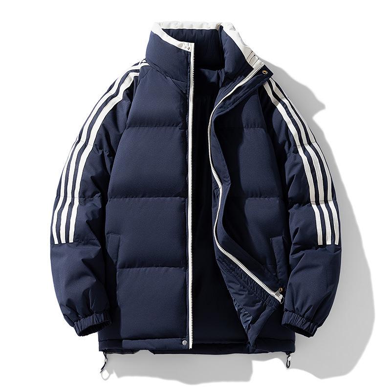 Cotton-padded Clothes Are the Same for Men and Women. Winter Stand-up Collar Loose Cotton-padded Clothes, Thickened Striped Bread Clothes