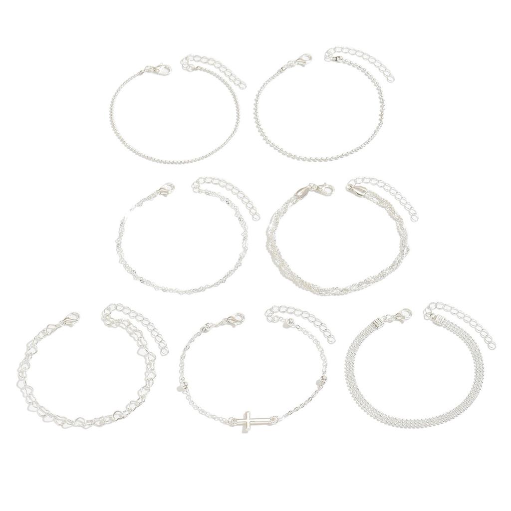 Hot Selling Vintage Cross Cool Wind Bracelet Set Personality Simple Hollow Multi-layer Layered Wearing Accessories