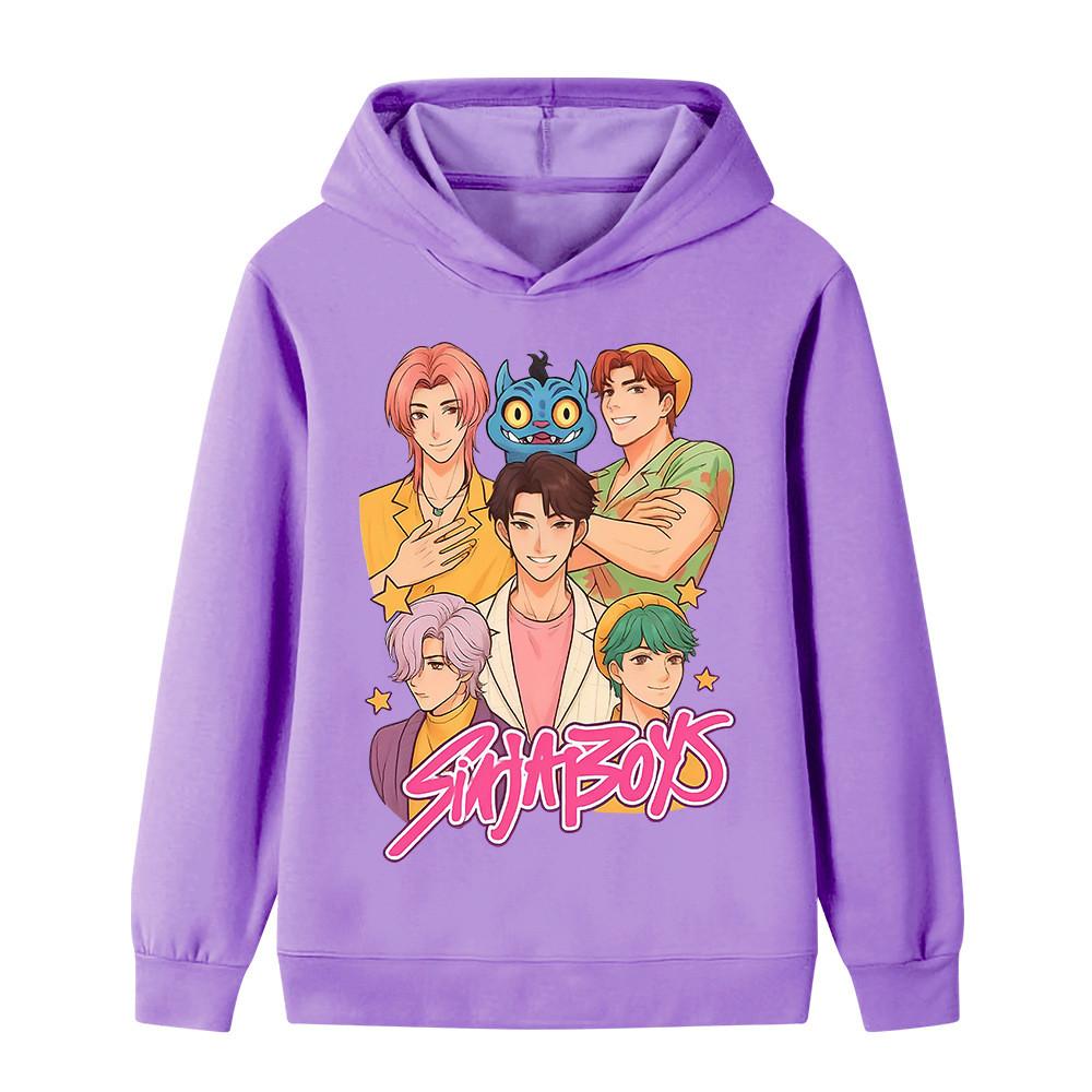 B1219 Kids Boys Girls Sajaboys Kpop Rumi Zoey Mira Print Long Sleeves Hoodie