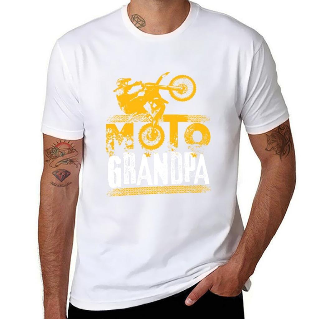 Moto Grandpa Tshirt Summer 2025 Customizeds Tops Unisexs Graphic Tshirts Pack