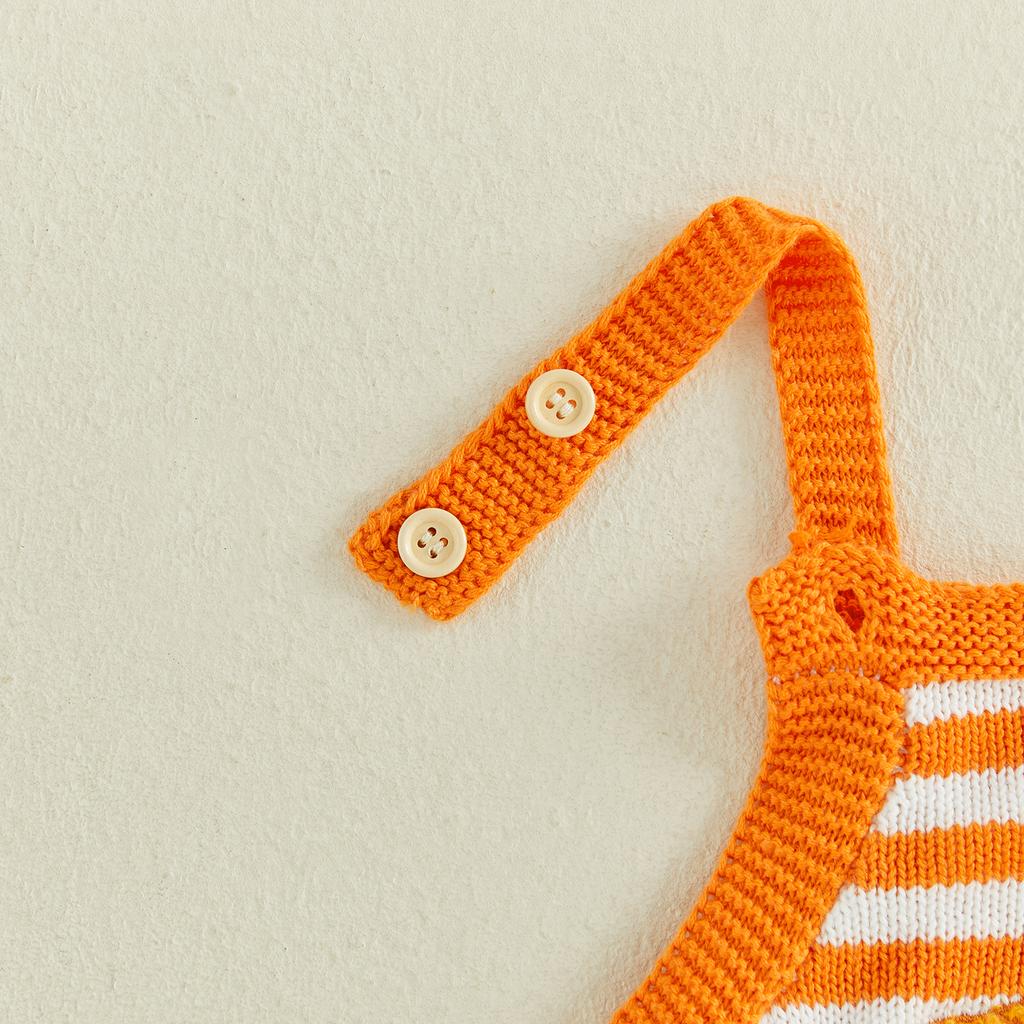 Citgeett Autumn Halloween Infant Baby Girl Bodysuit Sleeveless Embroidery Knit Overalls Casual Clothes