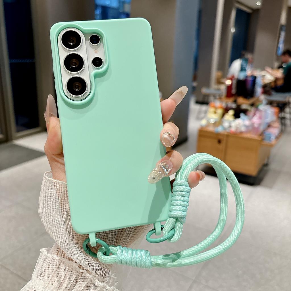 Soft Silicone Lanyard Rope Candy Case For Samsung Galaxy S26 Edge S25 S24 S23 Ultra Plus FE A17 A07 A56 A36 A26 A55 Cover