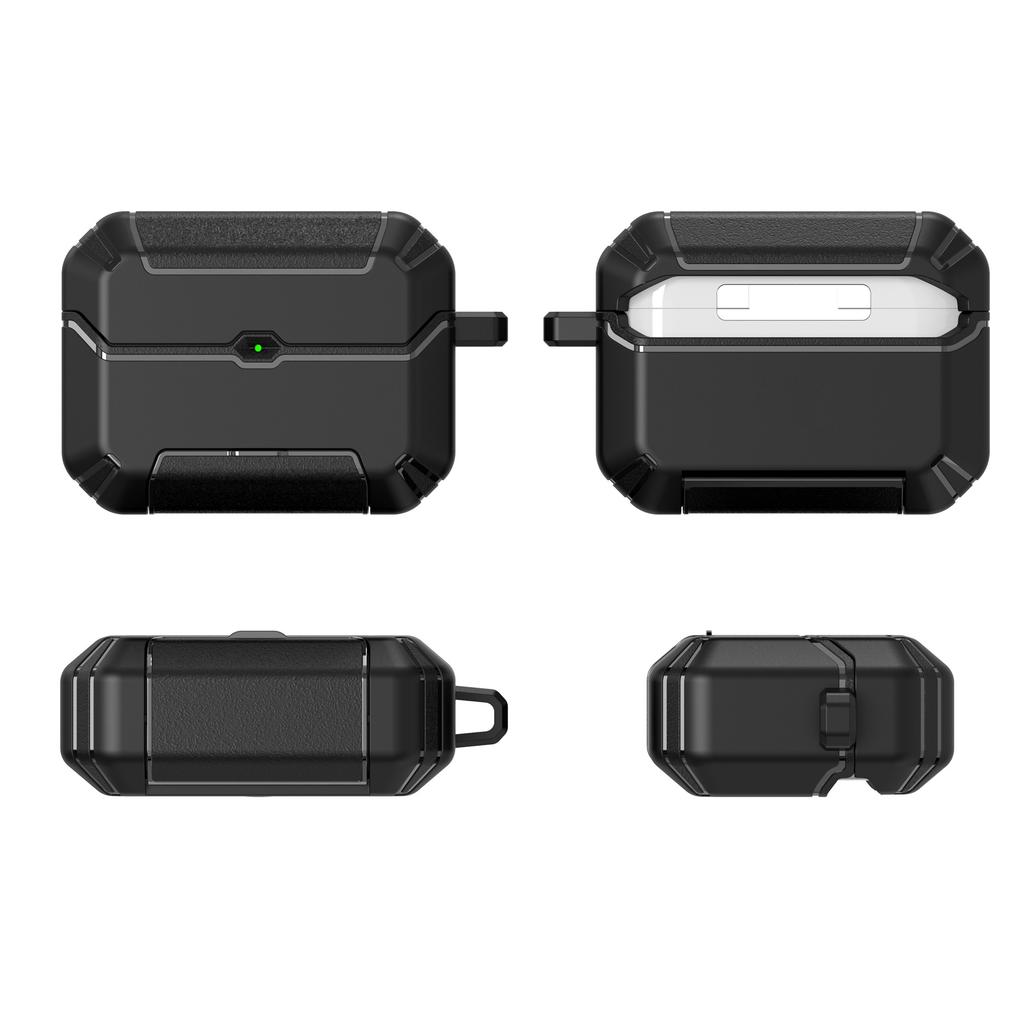 For AirPods Pro 3 Case Foldable Stand TPU PC Earbuds Cover with Carabiner