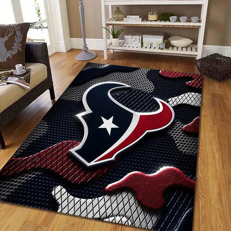 Houston Texans Flannel Pattern Square Carpet,Area Rug,Carpet Rug for Living Room Bedroom Sofa Playroom Decor,Non-slip Floor Mat