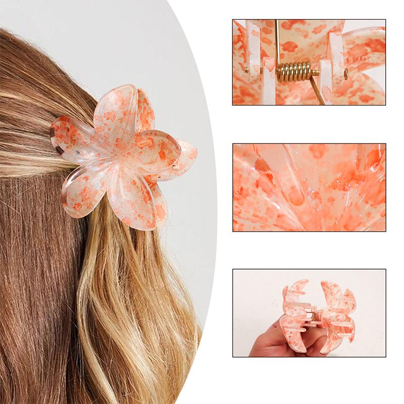 Glitter Flower Hair Clips-Transparent Acrylic Multi-color Fashion Party Hair Accessories with Carton Packaging for Women
