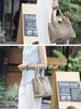 VITAFELICE Genuine Cowhide Leather Square Handbag for 2-Way Women, Vinb-l16045 (Gray Beige)