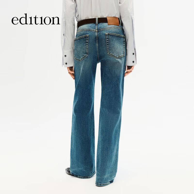 Edition Women's 2025 Winter Camel Fleece Retro Straight Leg Jeans
