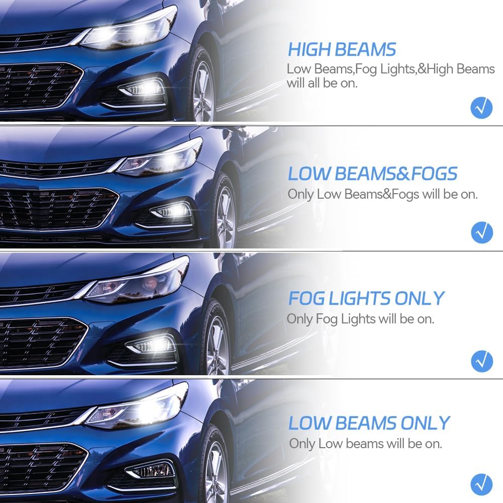 All Lights Mod 6 High Mod for 2015-2022 Chevy Trax Colorado Buick Encore GMC Canyon 2016-2019 Chevy Cruze 2018-2020 Buick Regal Fog Low Beams on with