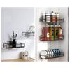 Wall Shower Rack Rustproof Rectangular Bathroom Storage Shelf   for Bathroom Kitchen Balcony Black