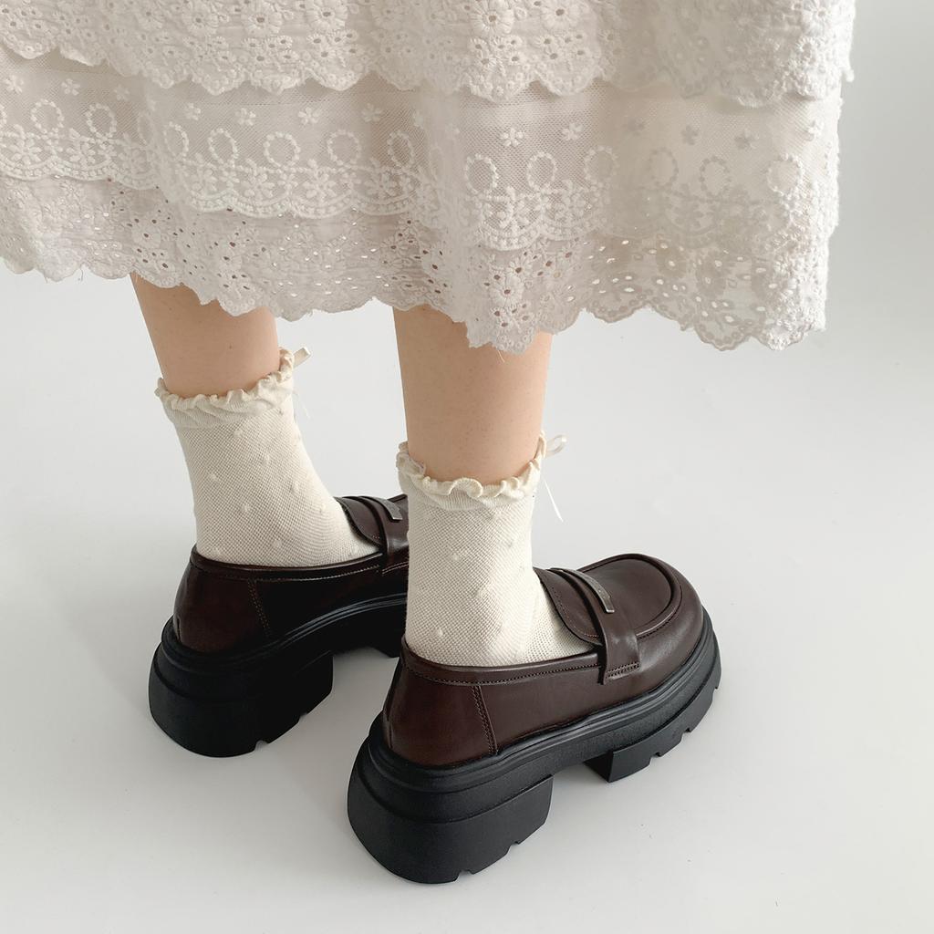 Retro britischer Stil kleine Herrenschuhe mit dicker Sohle und dickem Absatz, kleine Lederschuhe für Damen, 2025 neu, Sommerrock, vielseitige Slipper