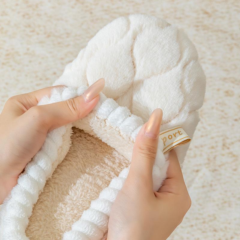 Source Factory Cotton Slippers Women's Winter 2025 New Home Indoor Non-slip Warm Household Fluffy Slippers Women