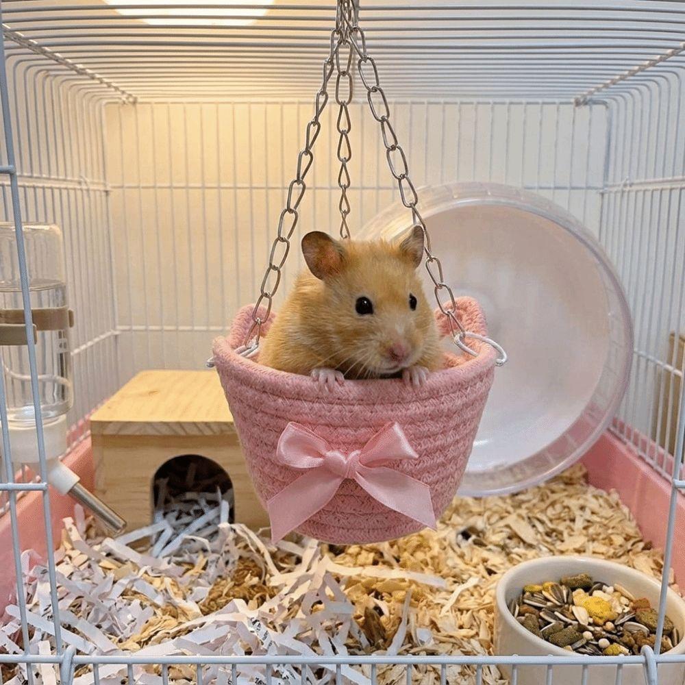 Breathable Hamster Hammock Bow Hanging Basket Bed Guinea Pig Hideout Small Animal Habitat