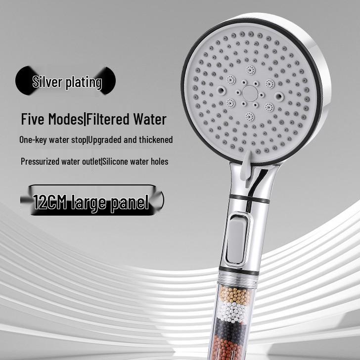 Five-Speed Large Panel Handheld Shower Head with Hose