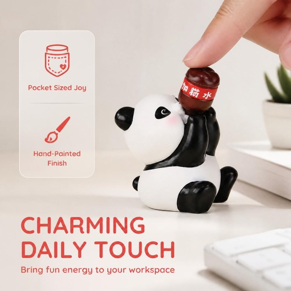 Small Size Mini Animal Figurine Drinking Coke Pose Animal Cake Topper Dashboard Decoration