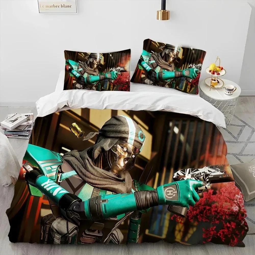 A-Apex Legends Game Gamer Cartoon Dekbed Beddengoed Set Dekbedovertrek Bed Set Dekbedovertrek Kussensloopking Queen Size Beddengoed Set