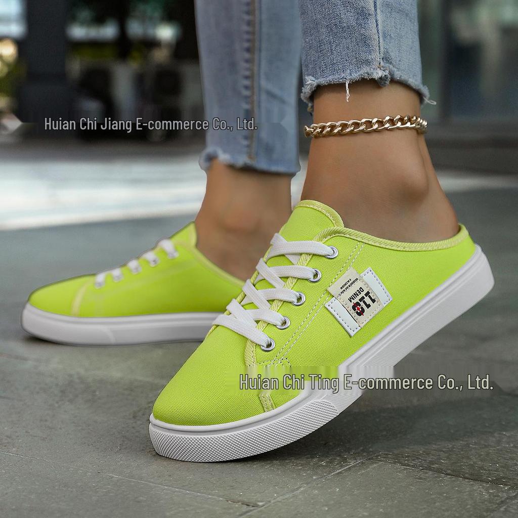 Spot Canvas Slip-On Spring White Flat Shoes