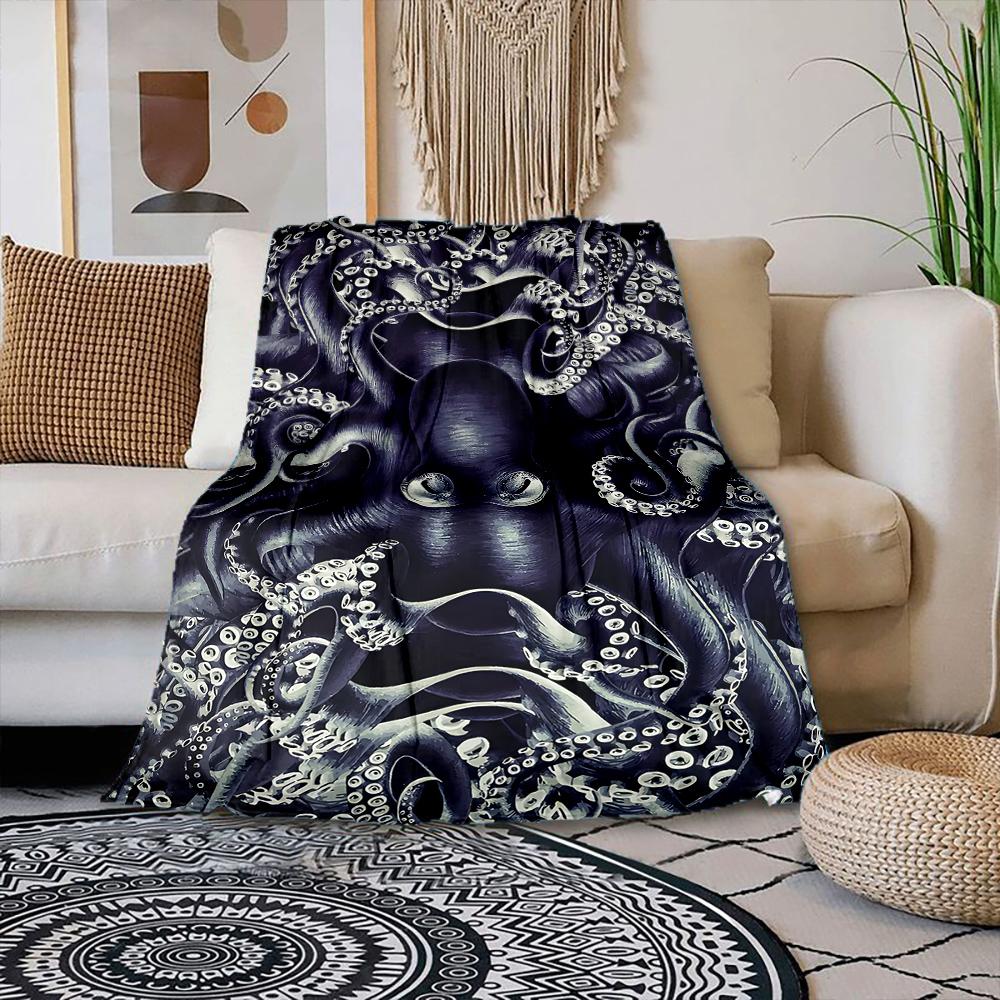 

Multiple sizes Octopus Sketch Art Print Blanket Warm Soft Suitable for All Seasons for Home Sofa Travel Camping Picnics RV 75x100cm