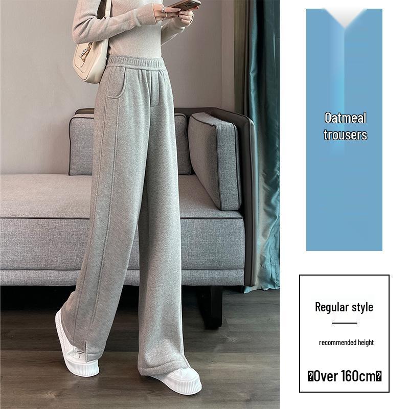 

Aige Women s Fleece-Lined Herringbone Slit Pants - Woolen Narrow/Wide-Leg Casual Trousers XL (121-135 lbs)