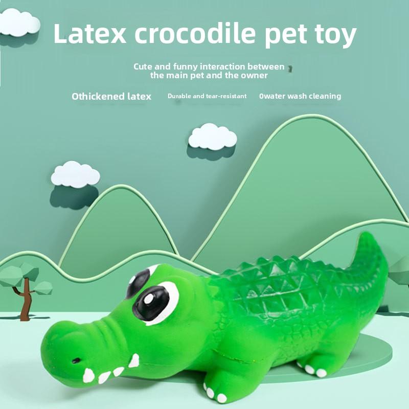 Haustier-Latexspielzeug - Latex Brüllender Krokodil - Hundespielzeug zum Austoben und Stressabbau mit Geräuschausgabe green