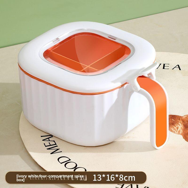 Seasoning Box Set, 4-in-one Salt Shaker, Household Kitchen Seasoning Box with Lid