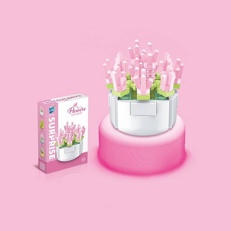 Small Children Puzzle Particle Building Block Flower Flexing Potted Model Toy