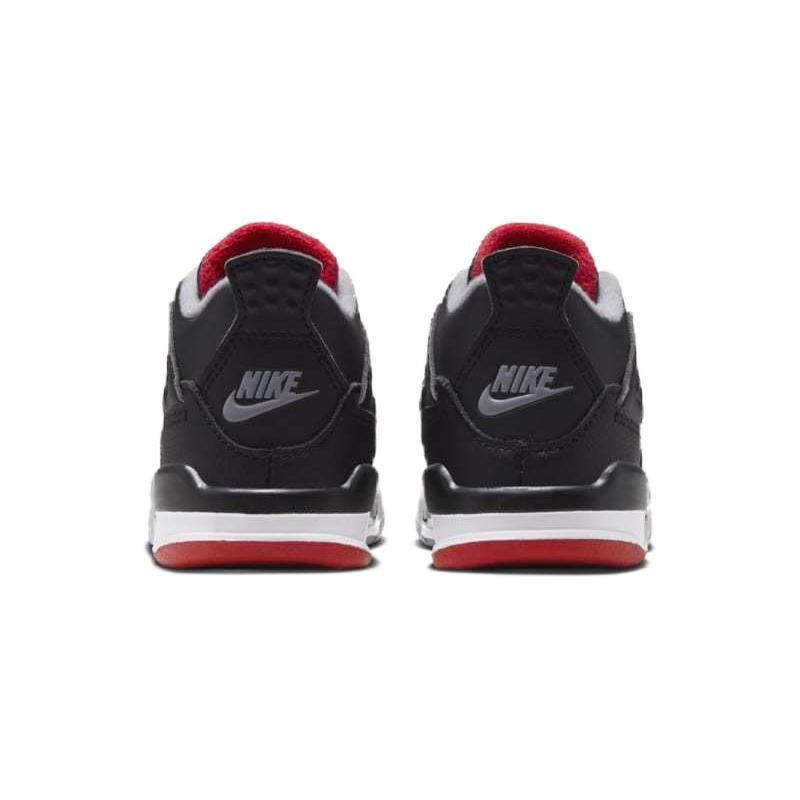 Air Jordan 4 Retro TD Bred Reimagined Baby Sneakers Black Fire-Red Cement-Grey BQ7670-006