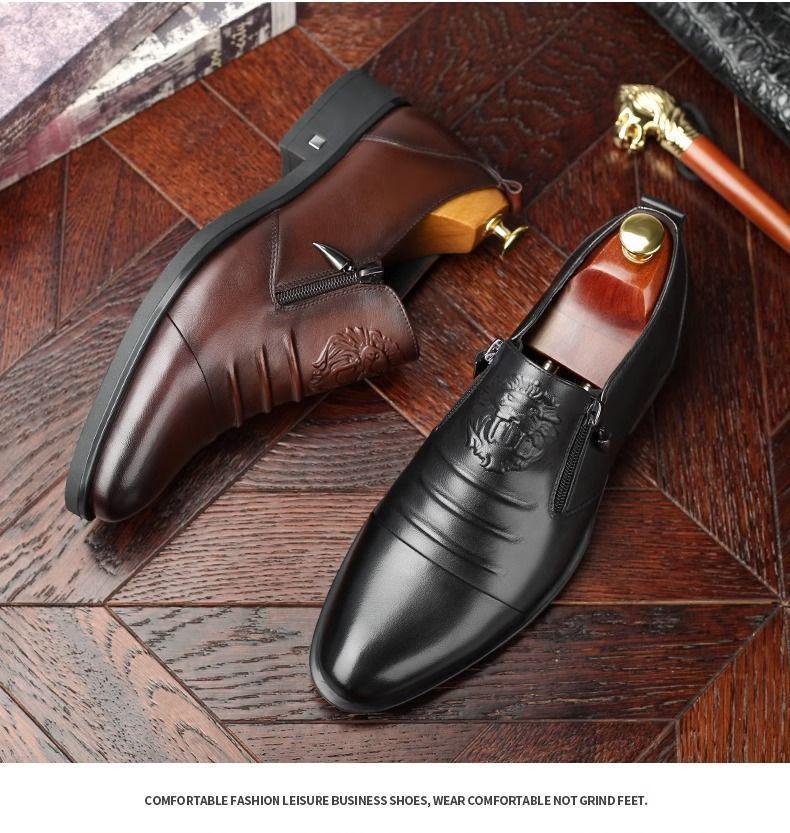 Spring 2025 Men's Soft Sole Leather Slip-On Shoes - Pointed Toe Business Casual Low-Tops