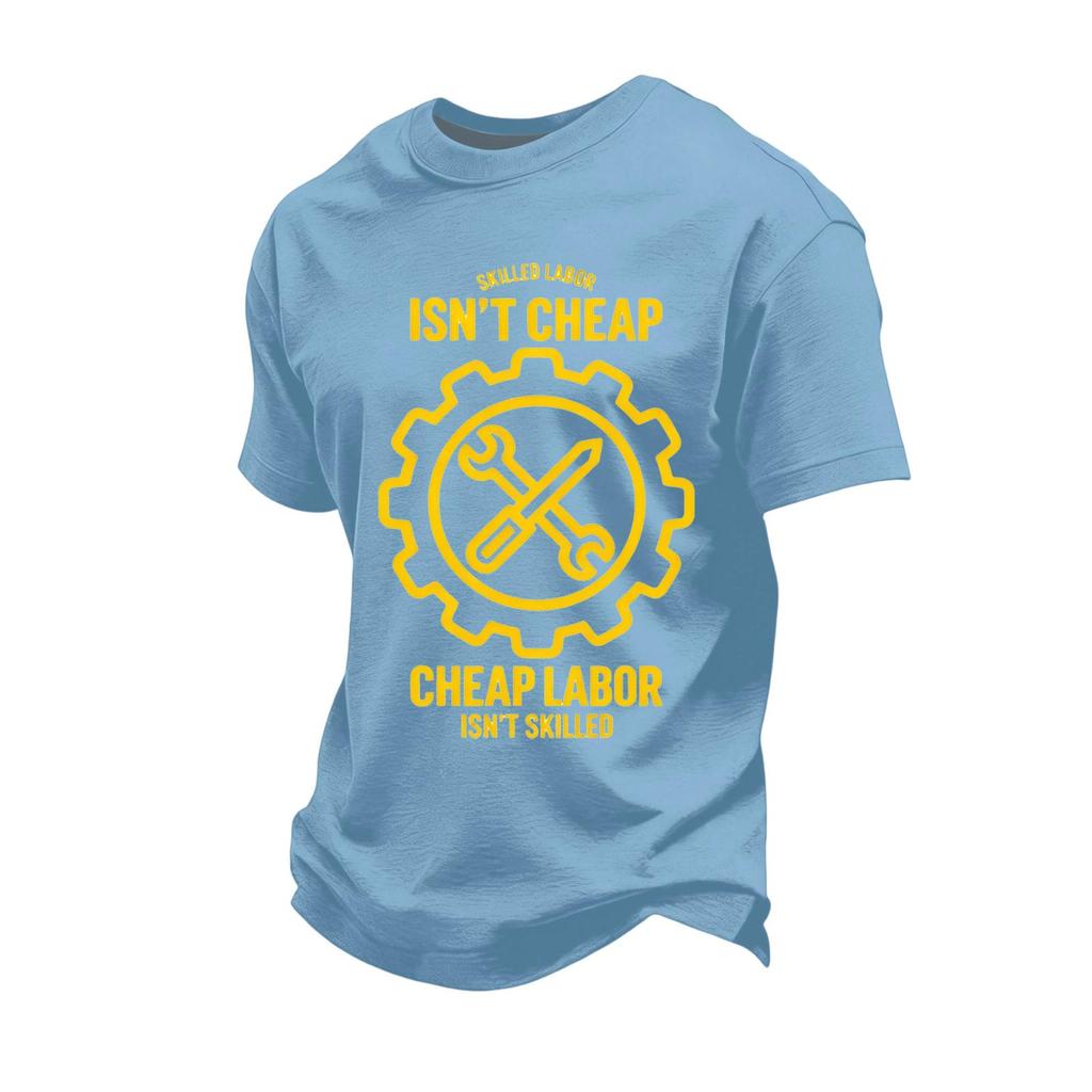 Men's Loose Fit Casual Short Sleeve T Shirt Labor Day Printed Graphic Tee Crew Neck Comfortable Top for Everyday Wear