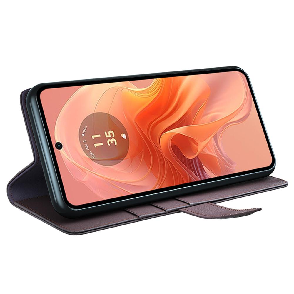 For Motorola Moto E14 4G/G04 4G/G04s 4G/G24 4G Case Genuine Split Leather Phone Cover with Wallet Stand