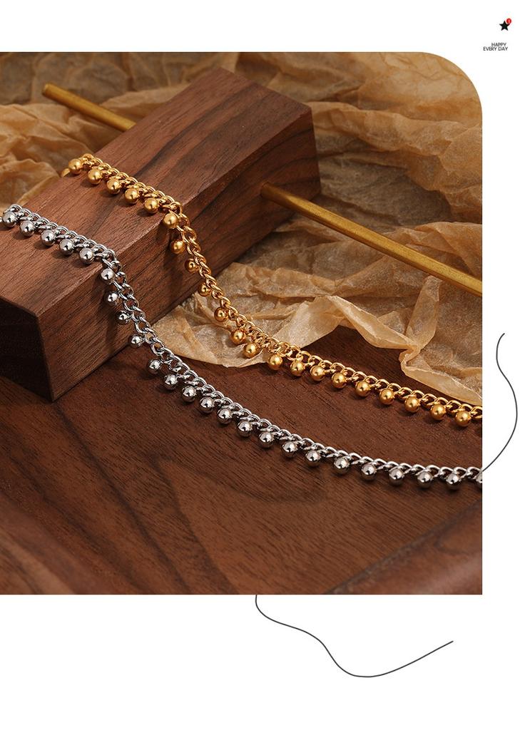 18K Gold Plated Stainless Steel Bracelet Fashion Simple Hand Ball Chain Jewelry Unisex Charm Bracelet for Women Girl